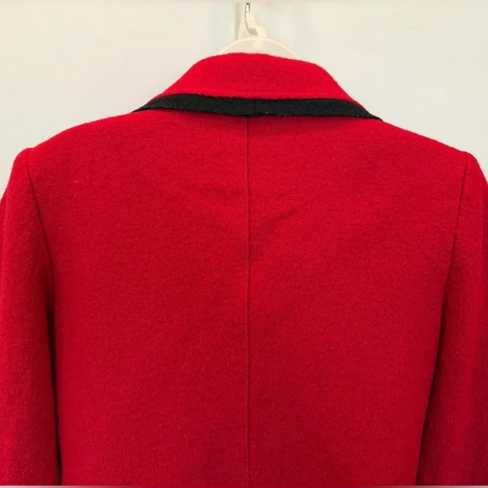 Grace Elements 100% Wool Red Blazer with Black Trim - Size 10